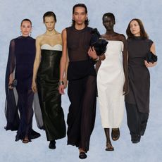 A collage of runway images from the S/S 25 shows highlighting the Modern Socialite spring summer fashion trend.