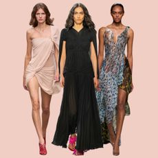 A collage showcasing celebrities, models, and editors wearing the draped fabric dress and skirt trend.