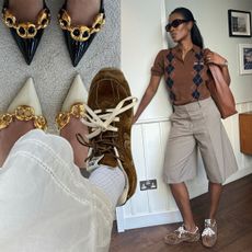 a collage of runway and influencer images featuring the top fall 2024 shoe trends